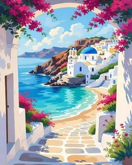 Mrnsiet Paint by Number for Adults Beginners, Easy Seaside Town MT22397-US