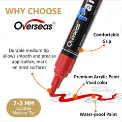 Overseas 12 Pack Yellow Acrylic Paint Pens Permanent Markers, Medium Tip | Water