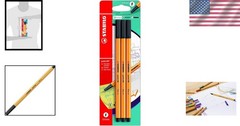Stabilo Point 88 Black Fineliner Pens – 3pcs – Ideal for Sketching & Note-Taking
