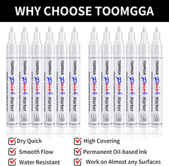 White Paint Pens Permanent Paint Markers – 12 Pack Oil Based Marking Pens, Mediu