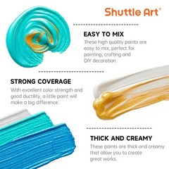 30 Colors Metallic Acrylic Paint Set – 60ml Artist Grade, Non-Toxic, Vivid Pigme