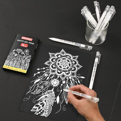 White Gel Pens 0.6mm Fine Point Opaque White Archival Ink Pen for Art Coloring