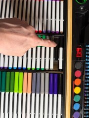 Alex Brands Deluxe Wooden Art Set 142 Pc Colored Pencil Marker Crayon Case