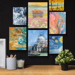 CONDA Black Canvas Board for Painting, 12 Pack Multi Size 11×14, 9×12, 8×10,