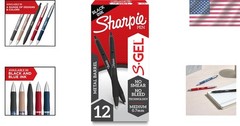 Durable Metal Barrel Gel Pens 0.7mm Black Ink Comfortable Grip 12 Count