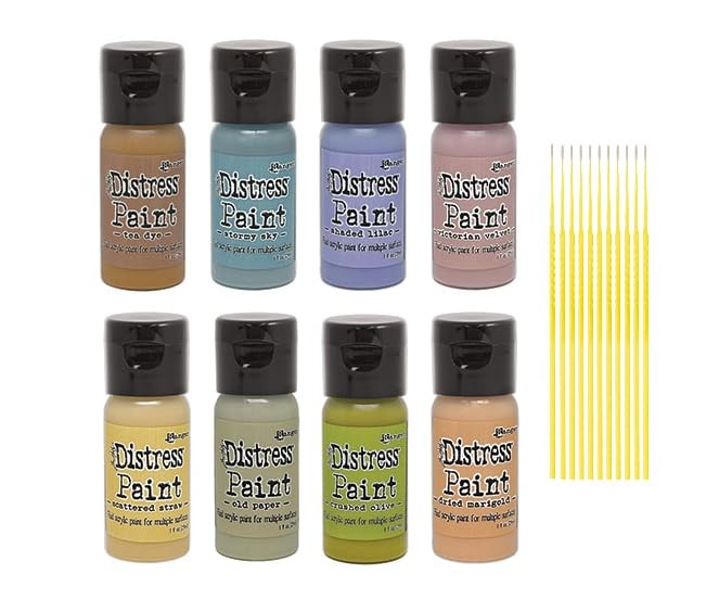 Trebbies Distress Paint w/Flip Top Bundles – 8 Water-based Acrylic Tim Holtz