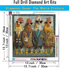 ARPADAMO Diamond Art Painting Kit for Adults,Funny Sunglasses Rooster DP02562
