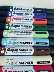 Letraset Aquamarker 12 Pens + Blender Twin Tip Water Based Aqua Marker Set