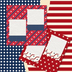 32 Sheets Patriotic Pattern Paper Vintage Red White Blue Star 4th of July Double
