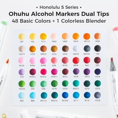 Alcohol Markers Brush and Soft Chisel: AP Certificated 48-color Dual Tips Dra…