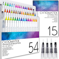 54 Watercolor Pens Set | Including 15 Page Pad & Online Video Tutorial Series |