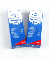 Alvin Red Waterproof Drawing Ink PTP-3 Designed For Technical Pens Lot of 2 25ML