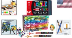 240 Colors Acrylic Paint Markers – Versatile Brush Tip Art Pens for All Surfaces