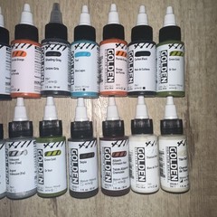 LOT OF (18) Golden High Flow Acrylics 1 fl. oz. /30 ml Sealed