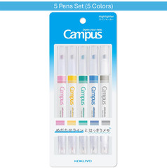 KOKUYO Campus Dual Tip Highlighter Marking Pens 5 Colors Fine Writing Japan