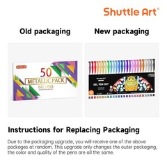 Shuttle Art 50 Pack Metallic Gel Pens, 25 Metallic Gel Pens Set with 25 Refil…