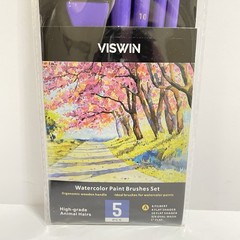 Viswin 10-Piece Watercolor Paint Brush Set High-Grade Animal Hair Purple Handle