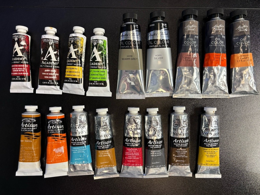 Lot of 17 Oil Paint Winsor & Newton, Grumbacher, Master’s Touch Various Colors