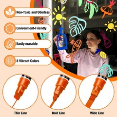 10mm Neon Liquid Chalk Markers Jumbo Set 8 Colors 3-in-1 Chalk Paint Markers Set