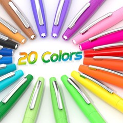20 Colors Felt Tip Pens, Medium Point Assorted Colors Markers Pens For Journa…