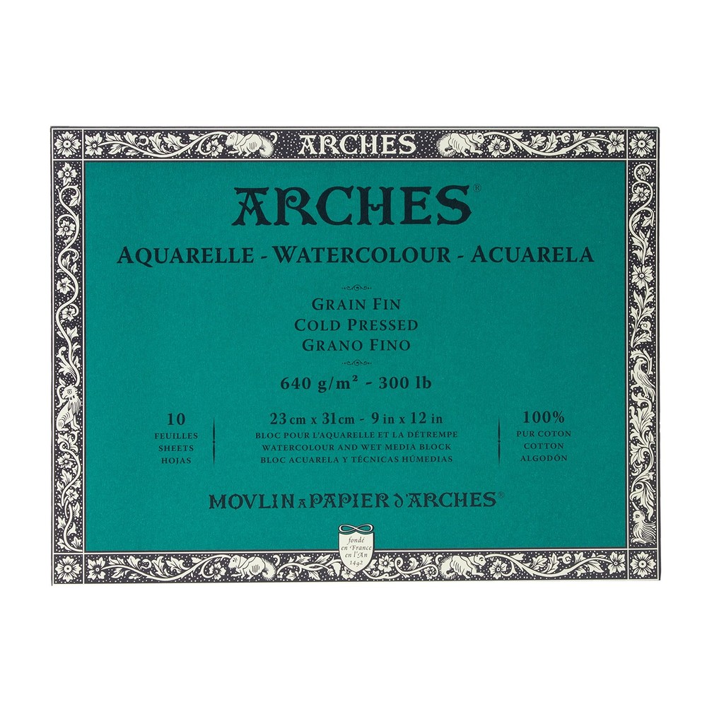Arches Water Colour Block, 300 lb / 640GSM, Cold Pressed, 9 x 12
