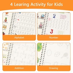 Libro De Practica Escritura Reutilizable Para Niños Ninos 4 Piezas Libro Magico
