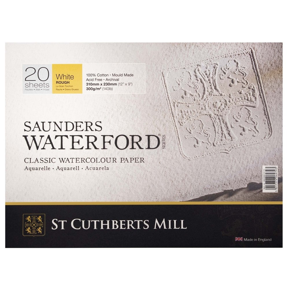 St. Cuthberts Mill Saunders Watercolor Paper Block – 12×9-inch White 100% Cot…