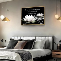 SCECALA Black and White Floral Framed Wall Art Inspirational Quotes and Water…