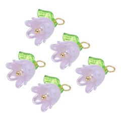 5PCS 13x14mm Acrylic Flower Charm Lily of the Valley Jewelry Light Purple