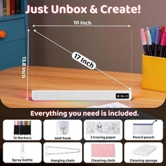 17 Inch Rechargeable LED Drawing Board for Kids, Upgraded 15 Colors Light Up