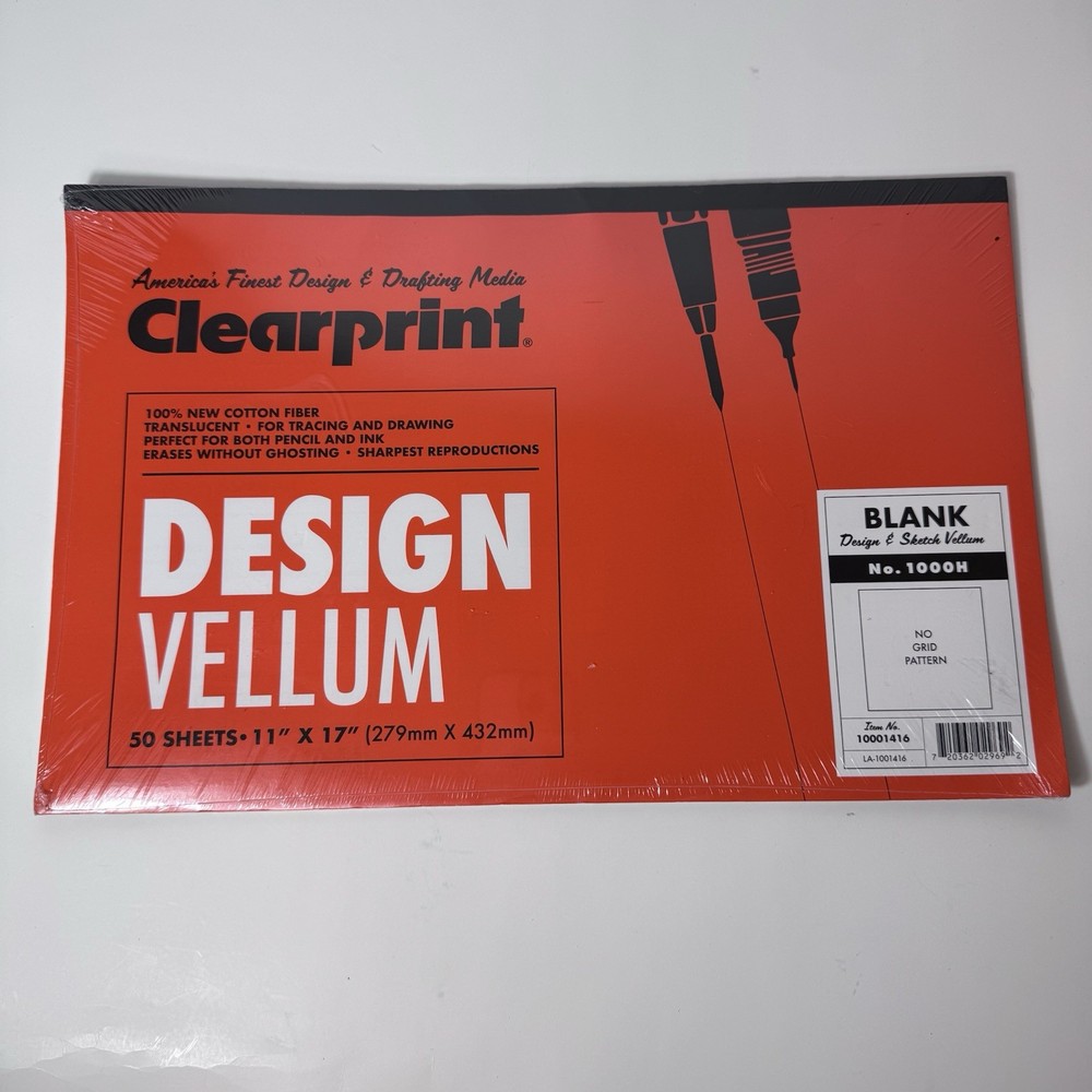 Clearprint Design Drawing Vellum 1000HP 11 X 17 50 Sheets NEW
