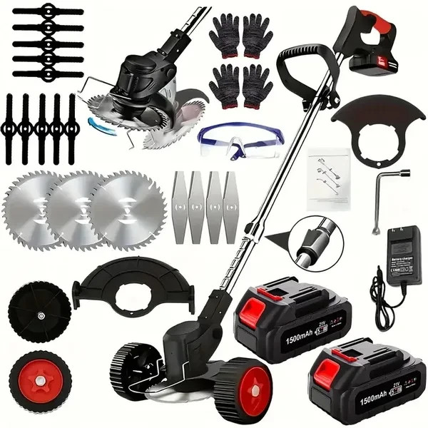 Cordless Electric Weed Wacker Portable Grass Trimmer with 3 Blade Types and 2 Hi