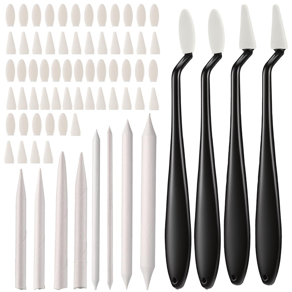 76 PCS Oil Pastel Blending Tools for Drawing, Blending Stumps and Paper Art B…