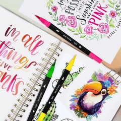 110-Color Fineliner & Brush Pen Set, Case