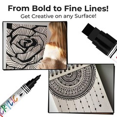Acrylic Black Paint Pen – 1mm, 3mm, 15mm Dual Tip – Permanent for Wood, Fabric