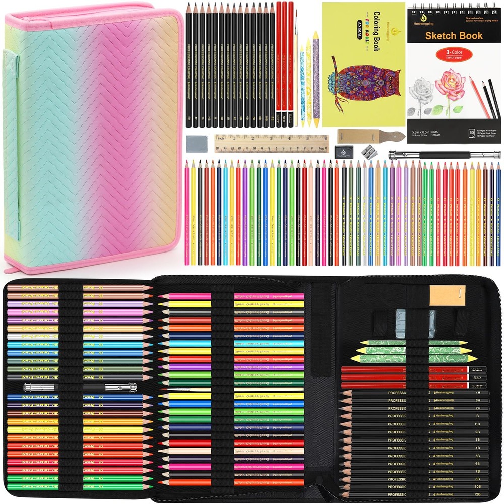 78pcs Drawing Kit Sketching Set Art 78 Pack – Multicolour, [MULTIPLE]