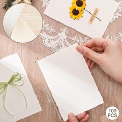 100 Sheets Deckled Edge Paper 5×7 inches, 160 GSM Handmade Paper, Rough/Textu