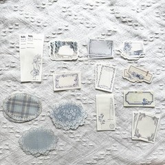 100PCS Vintage Floral Scrapbook Paper,Textured Paper Assorted Set, Blue
