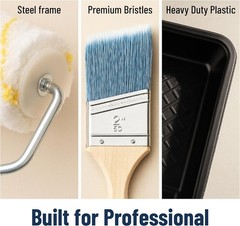 Professional 11-Piece Paint Brushes and Rollers Set for Interior & Exterior Use