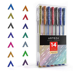 ARTEZA Glitter and Metallic Gel Pens Bundle, 14 Count (Pack of 2),