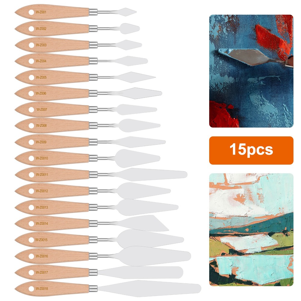 18x Oil Painting Palette Knife Set Stainless Steel Paint Scraper Metal Art Tools
