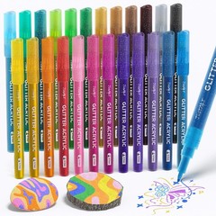 JusArt 24 Colors Glitter Markers 0.7mm Fine Tip Acrylic for Adults DIY Crafts