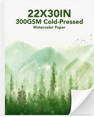 30 Sheets Large Watercolor Paper, 22X30 Inches Cold Press Water Color Paper Pad,