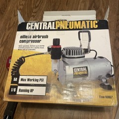 Central Pneumatic 1/6 HP 58 PSI Oilless Airbrush Compressor 83657