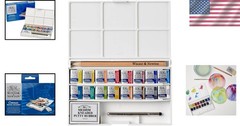 Vibrant Cotman Watercolor Pocket Set – 16 Half Pans with Essential Accessories