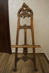 Rare Rococo Baroque Ornate Wood Display Art Easel – Hand-Carved Decorative Stand