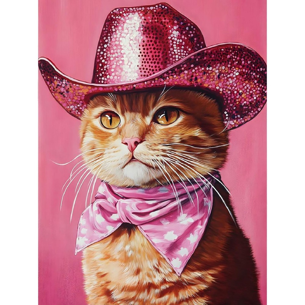 Cowboy Cat Paint by Numbers Kit for Adults DIY Canvas Art 16×20 Inches