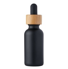 Black Coated Boston Round Glass bottles Black Bamboo Cap 1 oz / 30 ml 24 Pack