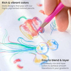 Arteza Colored Pencils, 48 Colors, Soft, Highly-Pigmented, Wax-Based Core Pencil