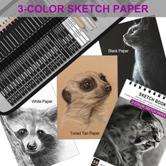 60 Pcs Drawing Kit Sketching Pencil Set,Sketch Pencils Art Supplies with 3-Co…